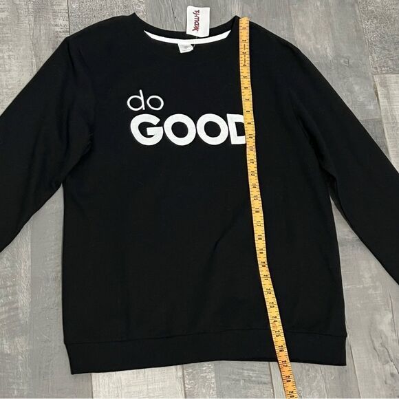 NWT Secret Soul “Do Good” black White Embroidered Logo Tunic Sweatshirt M - Picture 6 of 9